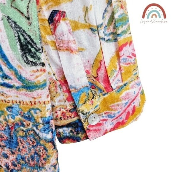 Soft Surroundings Kira Paisley Button Down Shirt Tunic Longline Blouse Top - Picture 10 of 12